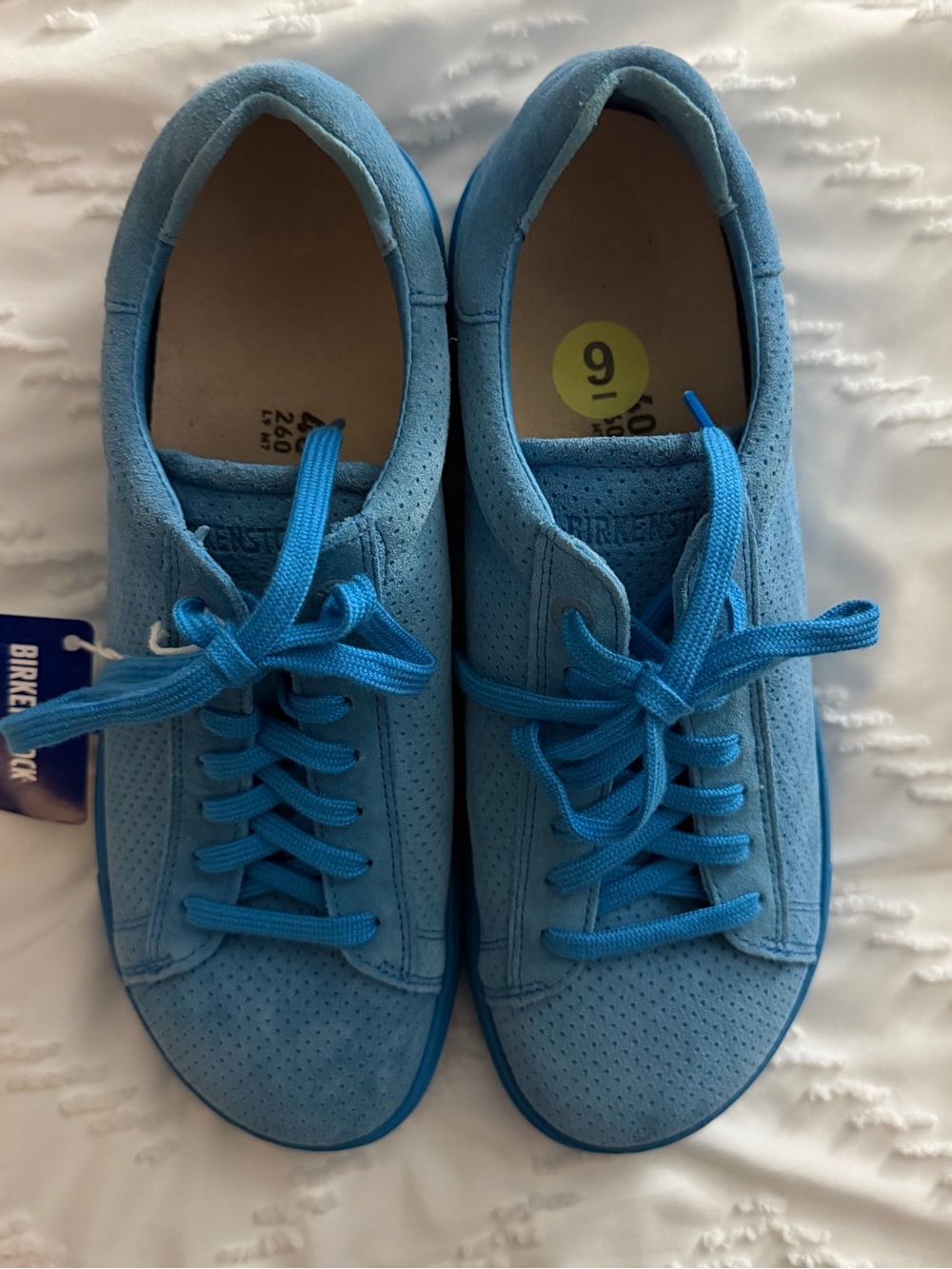 Birkenstock Women’s Light Blue Perforated Suede Sneakers size 9 - Picture 2 of 6